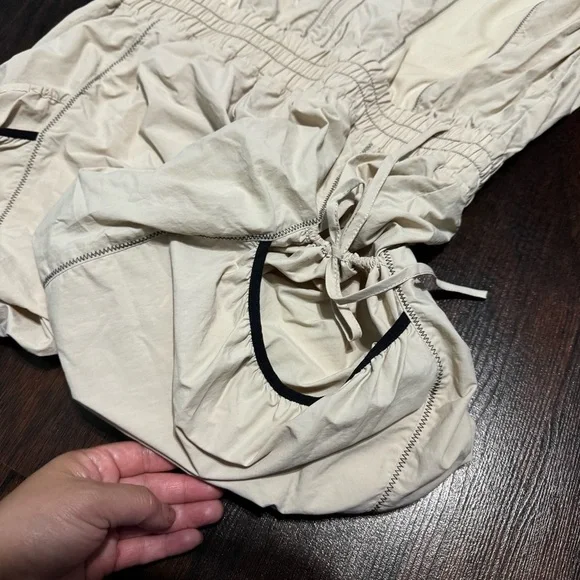 FREE PEOPLE “Grassroots Shortsie” Beige Zip-Up Romper Medium NWT - Picture 10 of 16